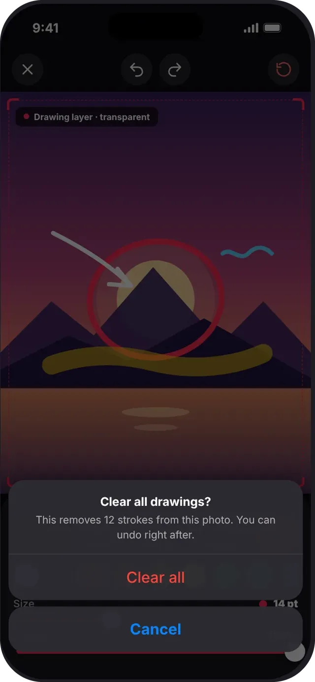 SlideshowVideoMaker screen: Clear all drawings?