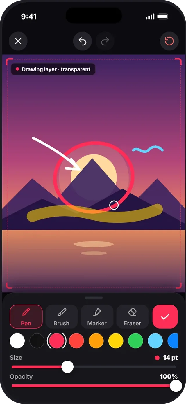 SlideshowVideoMaker screen: Annotate a photo