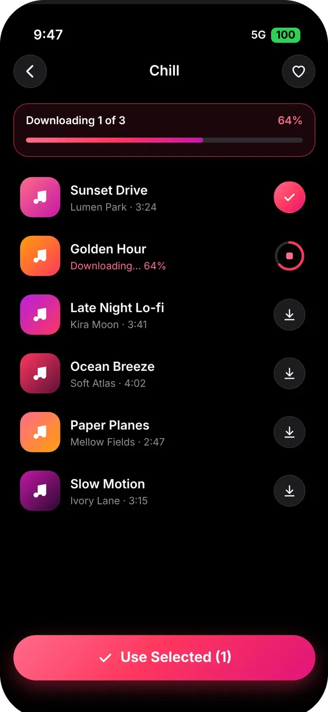 SlideshowVideoMaker screen: Downloads