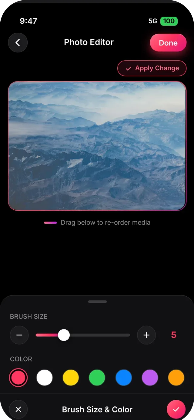 SlideshowVideoMaker screen: Draw