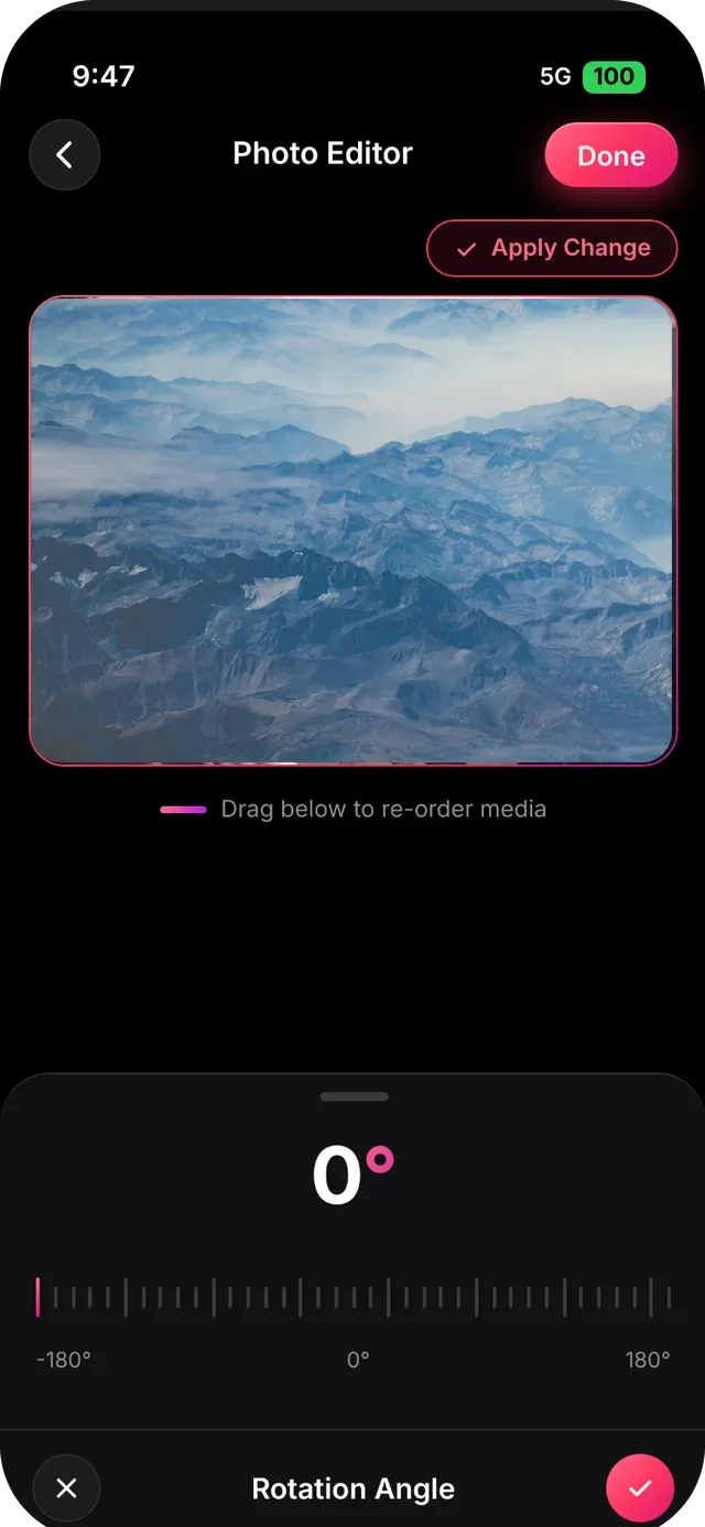 SlideshowVideoMaker screen: Rotate