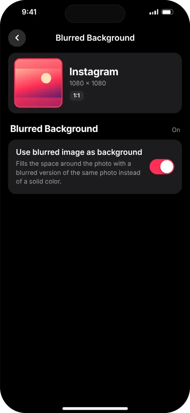 SlideshowVideoMaker screen: Blurred Background