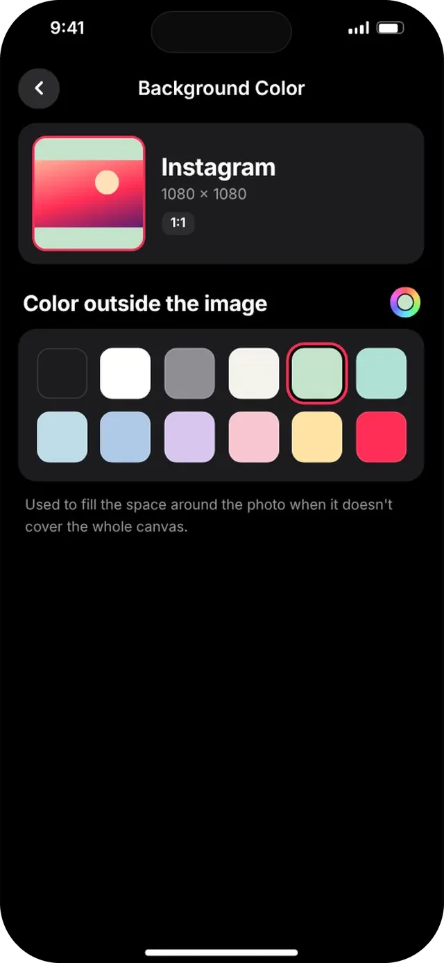 SlideshowVideoMaker screen: Background Color