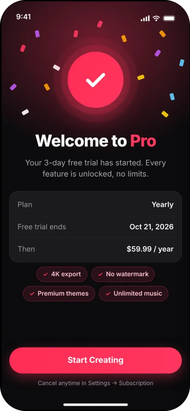 SlideshowVideoMaker screen: Welcome to Pro